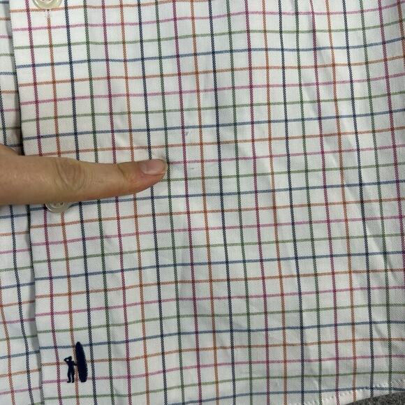 Johnnie-O Prep-formance Shirt Mens XL Checkered Plaid Button Down Flaw - Picture 5 of 13